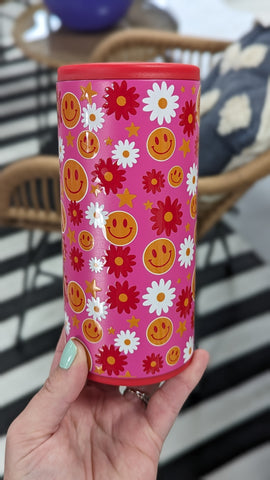 Red Flower Happy Face Coozie