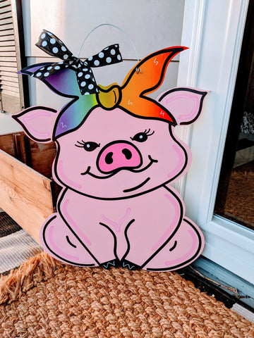 Hippie Piggy Door Hanger