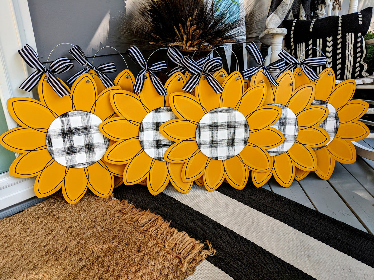 Pink Sunflower Metal Door on sale Hanger, sunflower,