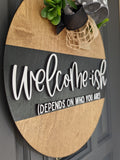 Welcome-ish Floral Door Hanger