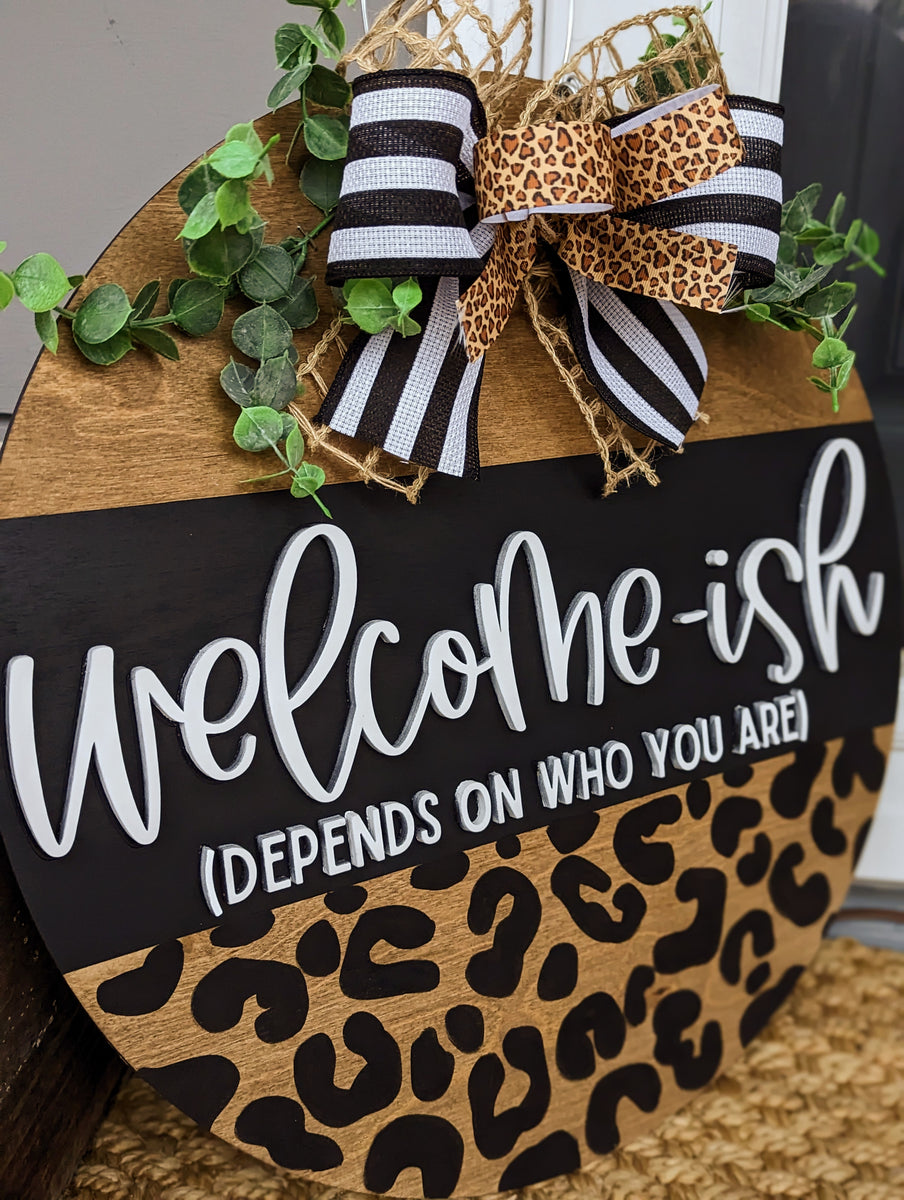 Cheetah Print Welcome-ish Floral Door Hanger – Pocketful of Posies