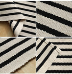 Black and Ivory Striped Layering Rug