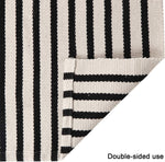 Black and Ivory Striped Layering Rug
