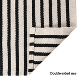Black and Ivory Striped Layering Rug