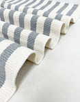 Grey and White Woven Cotton Striped Layering Rug