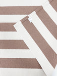 Tan and White Bold Striped Layering Rug