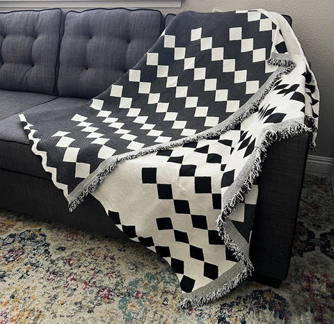 White & Black Diamond Reversible Throw