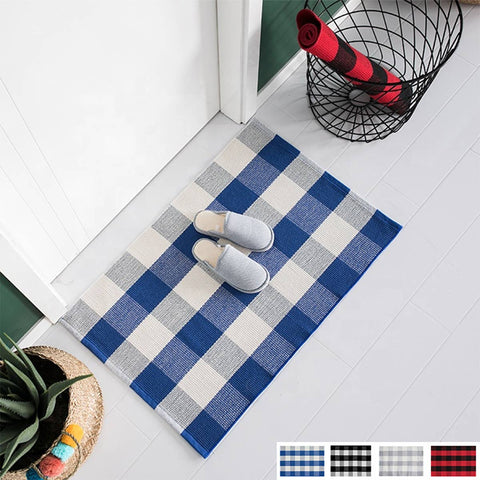 Blue Buffalo Plaid Layering Rug