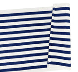 Black and White Woven Cotton Striped Layering Rug