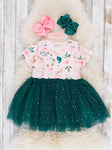 Hunter Green Floral Bunny Tulle Dress