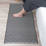 Black Geometric Diamond Layering Rug