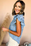 Flutter Frayed Denim Top