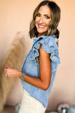 Flutter Frayed Denim Top