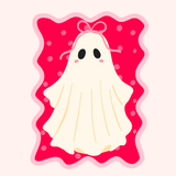 Pink Bowed Ghost Printed Attachment