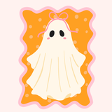 Orange Bowed Ghost Printed Attachment