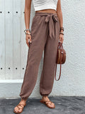 Lace-Up High Waist Bow Pants