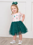 Hunter Green Floral Bunny Tulle Dress