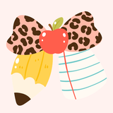Teacher Cheetah Bow Printed Attachment