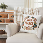 Wheat Plaid Give Thanks Pillow