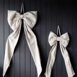 Oversized Fabric Bow: Beige Sand Stripes