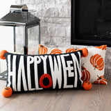 Happy Halloween Embroidered Lumbar Pillow