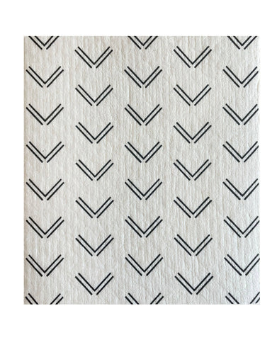 Swedish Dishcloth: Black and White Arrows