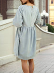 Denim Button Detail Babydoll Mini Dress