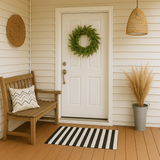 Black + White Stripes Layering Rug
