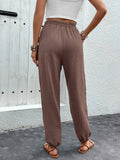 Lace-Up High Waist Bow Pants