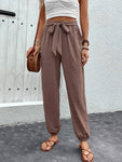 Lace-Up High Waist Bow Pants