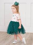 Hunter Green Floral Bunny Tulle Dress