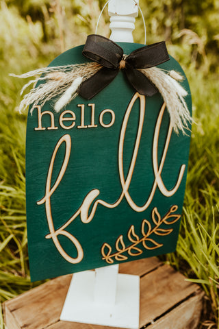 Hello Fall Semi Oval Door Hanger