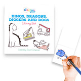 Mini Coloring Book: Dinos Dragons Diggers and Dogs