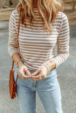 Striped Print Textured Knit Long Sleeve