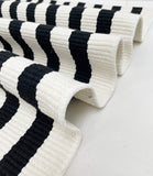 Black and White Woven Cotton Striped Layering Rug