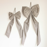 Oversized Fabric Bow: Charcoal Stripes