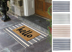 Tan and White Ticking Stripes Layering Rug