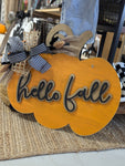 Boho Hello Fall Pumpkin Door Hanger