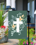 Floral Cross Garden Flag