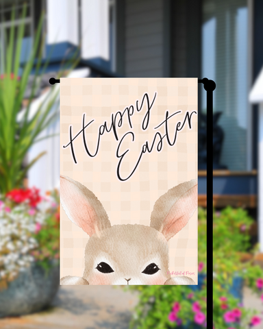 Happy Easter Peeking Bunny Garden Flag