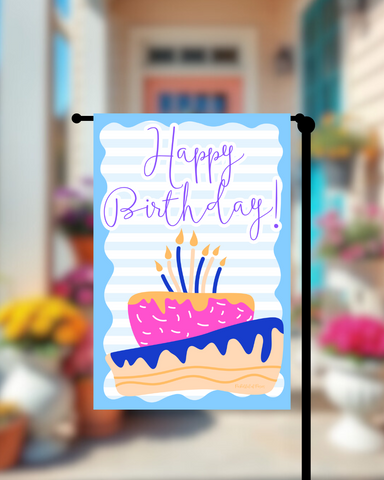 Happy Birthday Cake Garden Flag