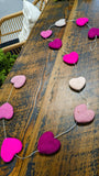 Wool Garland: Pink Hearts