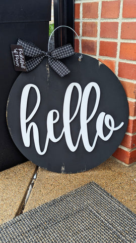 Distressed Hello Door Hanger