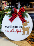 Welcome Rudolph Door Hanger