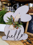 Hello Bunny Grey Door Hanger