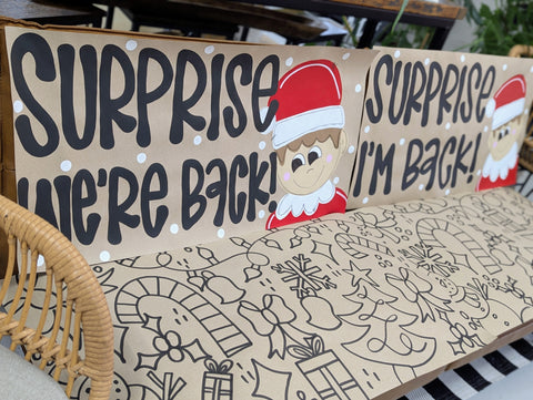 Surprise Elf Banner + Coloring Sheet Set