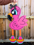 Flamingo with Ribbon Legs Door Hanger