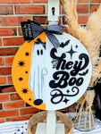 Hey Boo Retro Door Hanger: Orange
