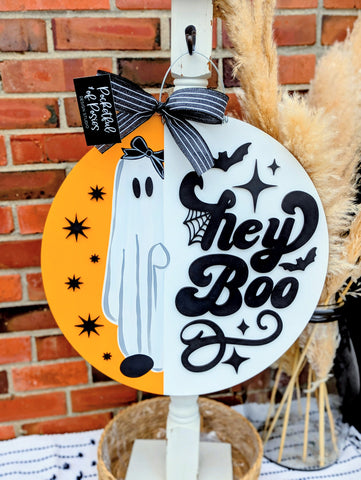 Hey Boo Retro Door Hanger: Orange