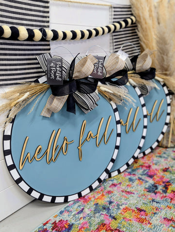 Hello Fall Boho Round Door Hanger